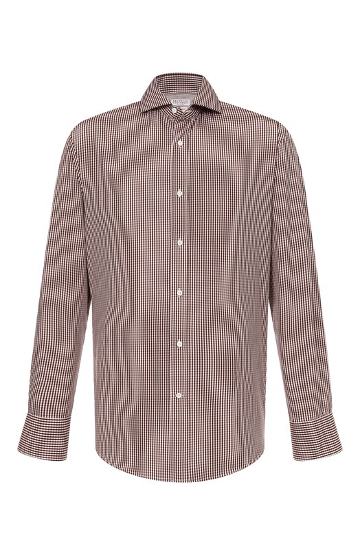 Хлопковая рубашка Brunello Cucinelli MY6471718 Коричневый MY6471718
