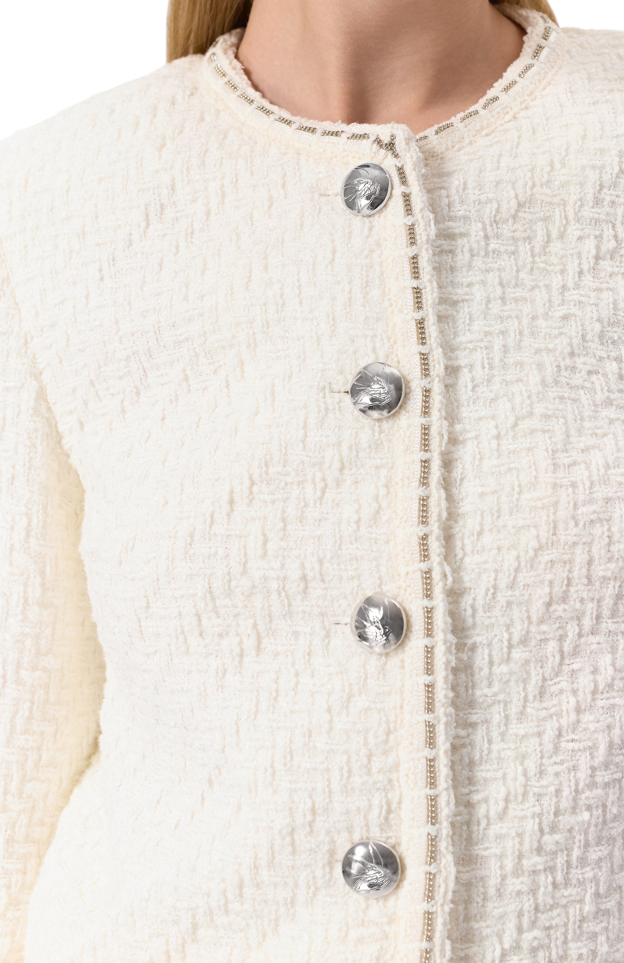 Твидовый жакет OLOLOL белого цвета по цене 92000 руб., арт. OLJT061T/3107.100/S25, фото 5 Твидовый жакет OLOLOL, арт. OLJT061T/3107.100/S25, фото 5