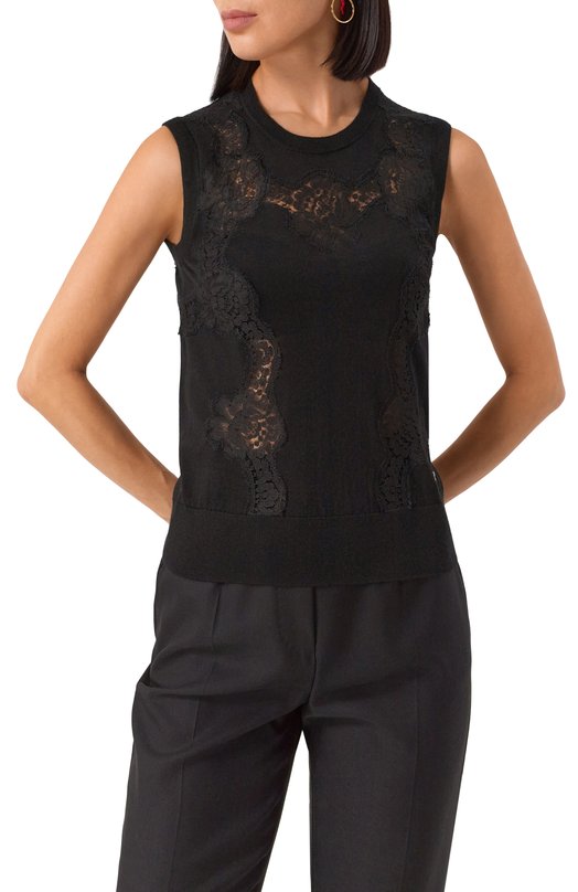 Топ из шерсти и шелка Dolce & Gabbana FXJ26T/JEM07 Чёрный  FXJ26T/JEM07 Фото 3