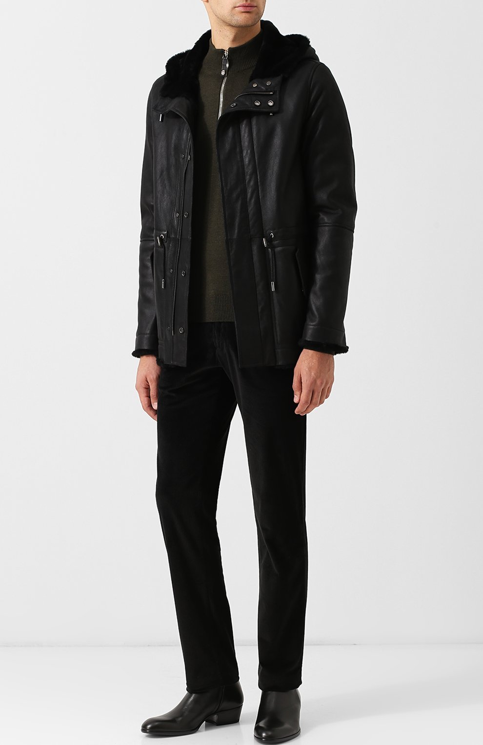 Укороченная дубленка прямого кроя на молнии с капюшоном YVES SALOMON, арт. 9WHM61277MERL, фото 2