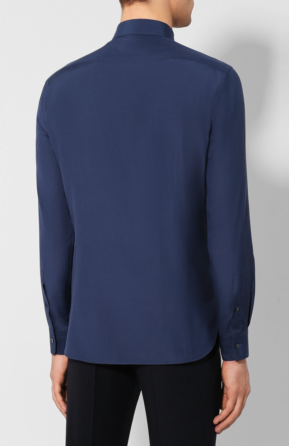 Сорочка из смеси шелка и хлопка ZEGNA синего цвета по цене 59950 руб., арт. 701401/9YC0CA, фото 4 Сорочка из смеси шелка и хлопка ZEGNA, арт. 701401/9YC0CA, фото 4