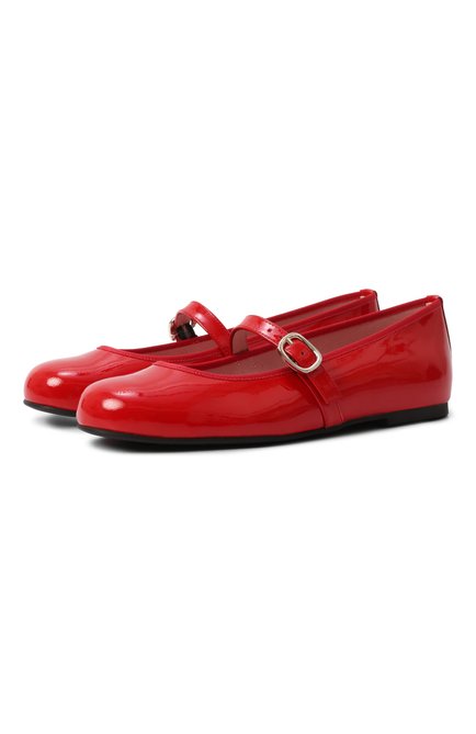 Детские кожаные балетки PRETTY BALLERINAS красного цвета, арт. 49113 | Фото 1 (Материал внутренний: Текстиль; Материал внешний: Натуральная кожа; Материал сплава: Проставлено)