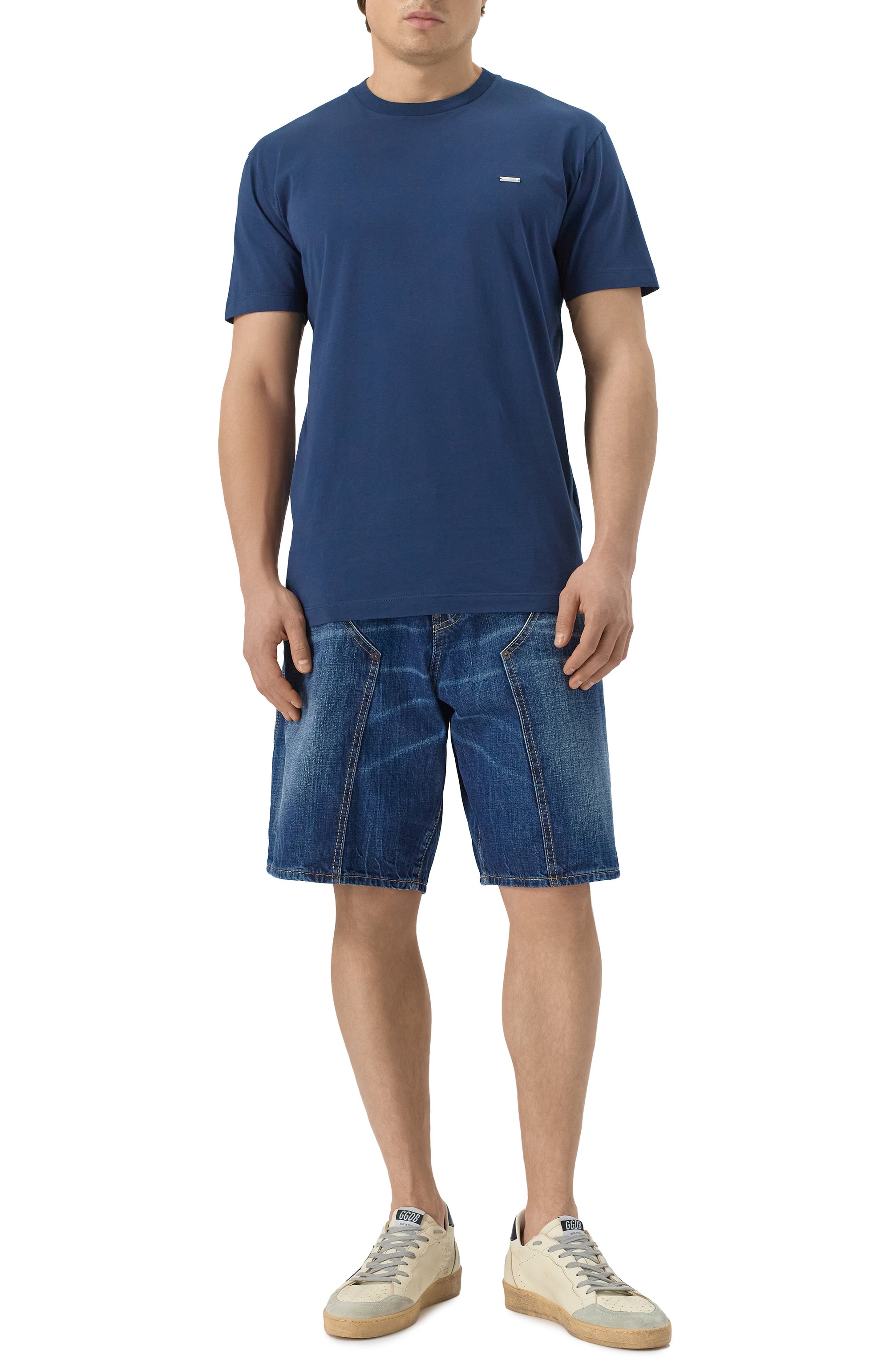 Хлопковая футболка DSQUARED2 темно-синего цвета по цене 25000 руб., арт. S74GD1253/D20020, фото 2 Хлопковая футболка DSQUARED2, арт. S74GD1253/D20020, фото 2