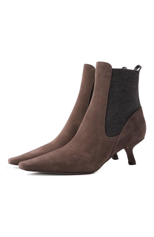 Замшевые ботильоны Brunello Cucinelli MZSFC3054P Коричневый MZSFC3054P