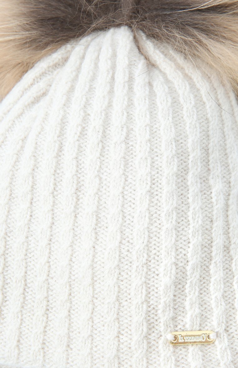 Детского шапка из шерсти и кашемира IL TRENINO кремвого цвета, арт. 22 6260/VA | Фото 3 (Материал: Текстиль, Кашемир, Шерсть; Материал сплава: Проставлено; Нос: Не проставлено)