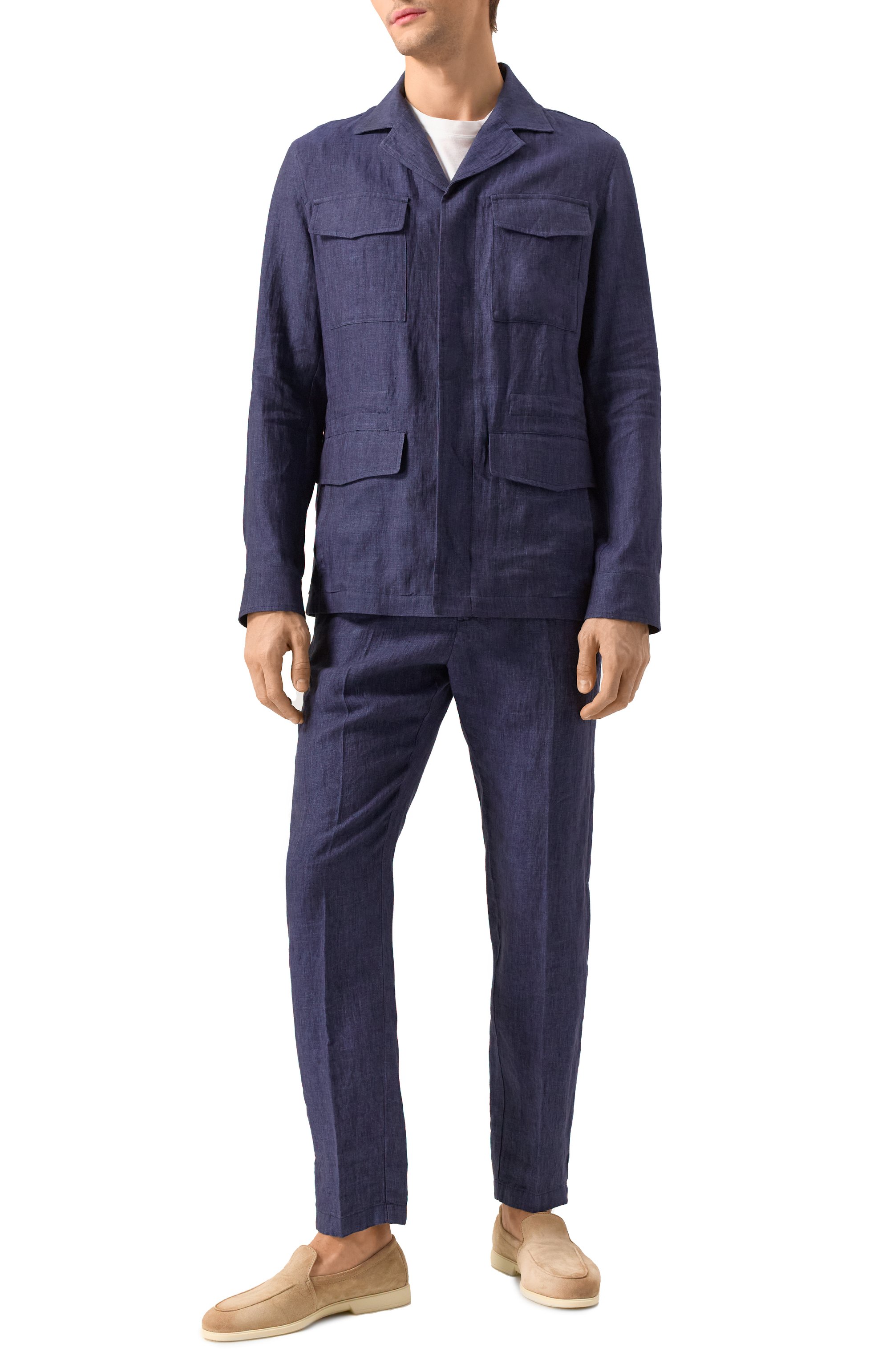 Льняная куртка-рубашка PAUL&SHARK темно-синего цвета по цене 99450 руб., арт. 25412712, фото 2 Льняная куртка-рубашка PAUL&SHARK, арт. 25412712, фото 2