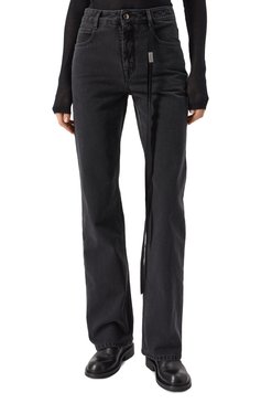 Женские джинсы ANN DEMEULEMEESTER темно-серого цвета, арт. B0012724/FA039 | Фото 3 (Длина (брюки, джинсы): Удлиненные; Драгоценные камни: Проставлено; Материал сплава: Проставлено; Детали: Декор; Стили: Кэжуэл; Кросс-КТ: Деним; Материал внешний: Деним, Хлопок; Силуэт Ж (брюки и джинсы): Прямые)