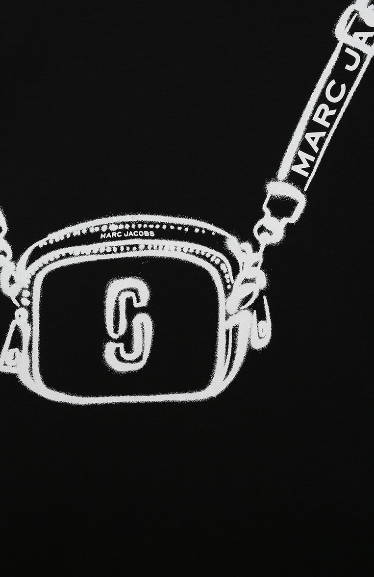 Детское хлопковое платье MARC JACOBS (THE) черного цвета, арт. W60072/2A-5A | Фото 3 (Рукава: Короткие; Материал внешний: Хлопок; Драгоценные камни: Проставлено; Материал сплава: Проставлено; Случай: Повседневный; Девочки Кросс-КТ: Платье-одежда; Росто�вка одежда: 3 года | 98 см, 4 года | 104 см, 2 года | 92 см)