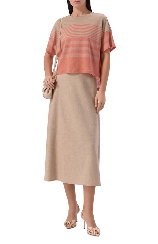 Юбка изо льна и вискозы Lorena Antoniazzi P2639G030A/5154 Бежевый  P2639G030A/5154 Фото 2