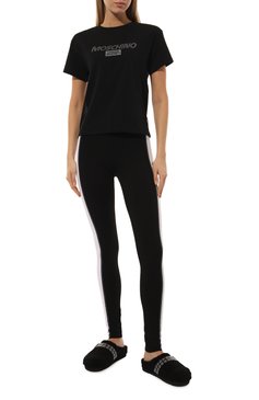 Женские легинсы MOSCHINO черно-белого цвета, арт. A6807/4421 | Фото 2 (Материал сплава: Проставлено; Нос: Не проставлено; Материал внешний: Синтетический материал)