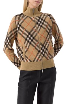 Женский шерстяной кардиган BURBERRY бежевого цвета, арт. 8094975 | Фото 3 (Драгоценные камни: Проставлено; Длина (для топов): Стандартные; Материал сплава: Проставлено; Материал внешний: Шерсть; Рукава: Длинные; Женское Кросс-КТ: кардиган-трикотаж, Кардиган-одежда; Стили: Кэжуэл)