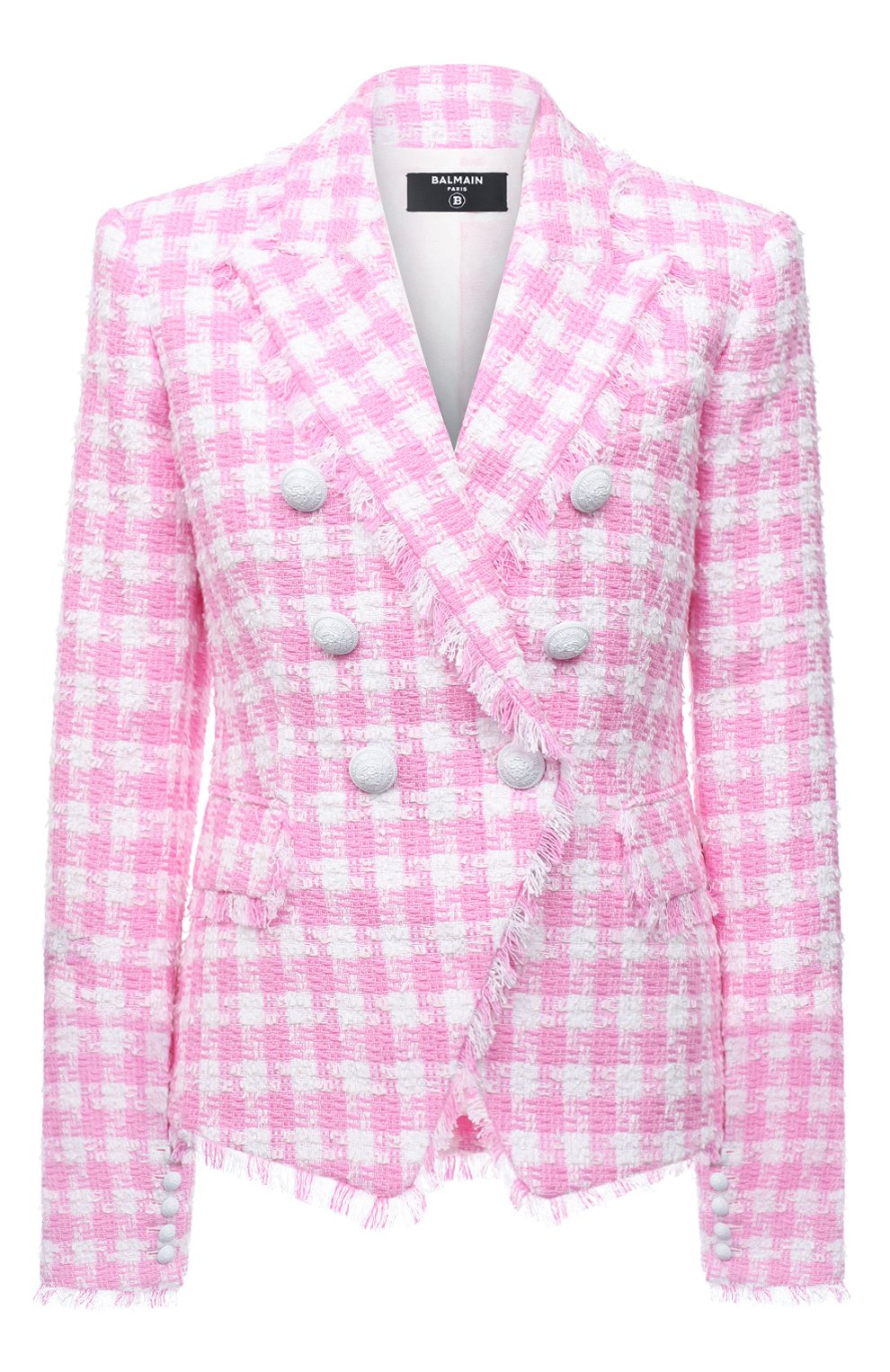Хлопковый жакет BALMAIN светло-розового цвета по цене 262500 руб., арт. WF1SG000/C307, фото 1 Хлопковый жакет BALMAIN, арт. WF1SG000/C307, фото 1