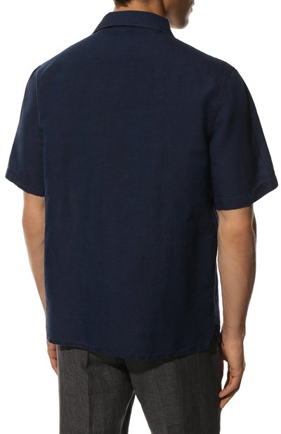 Рубашка изо льна и хлопка ALESSANDRO GHERARDI темно-синего цвета по цене 24750 руб., арт. B0WLING/10AU, фото 4 Рубашка изо льна и хлопка ALESSANDRO GHERARDI, арт. B0WLING/10AU, фото 4