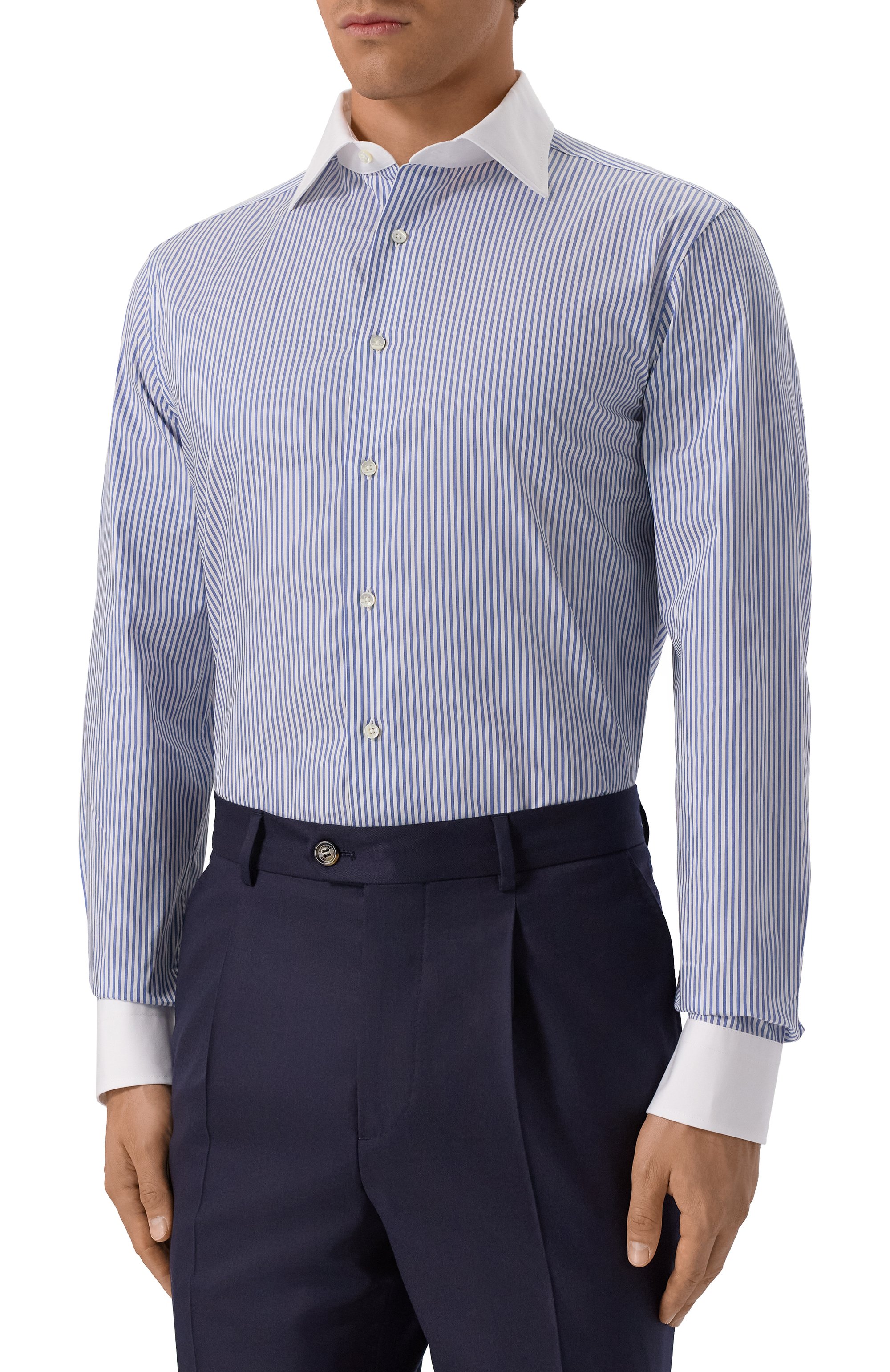 Хлопковая сорочка CANALI голубого цвета по цене 37300 руб., арт. CCLX018/GD03618, фото 3 Хлопковая сорочка CANALI, арт. CCLX018/GD03618, фото 3