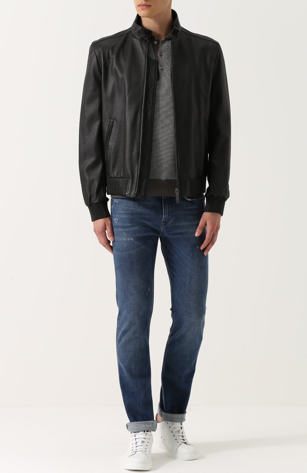 Кожаный бомбер с воротником-стойкой BRIONI, арт. PLP6/03700, фото 2