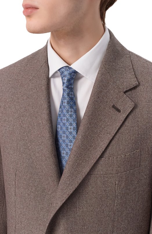 Шелковый галстук Canali 18/HJ04491 Голубой  18/HJ04491 Фото 2