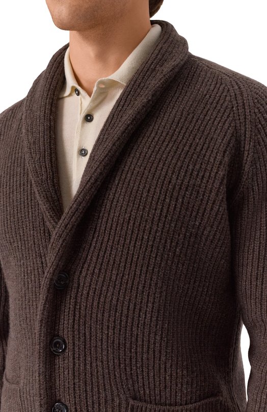 Кардиган из шерсти и кашемира Andrea Campagna M5625-6145FB Коричневый  M5625-6145FB Фото 5