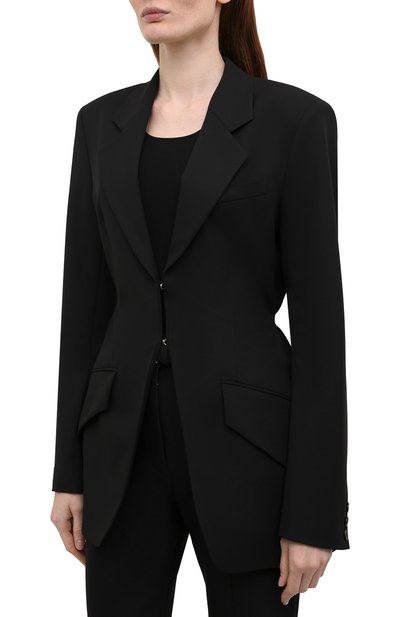 Жакет NANUSHKA черного цвета по цене 89950 руб., арт. LYDIA_BLACK_SUMMER SUITING, фото 3 Жакет NANUSHKA, арт. LYDIA_BLACK_SUMMER SUITING, фото 3