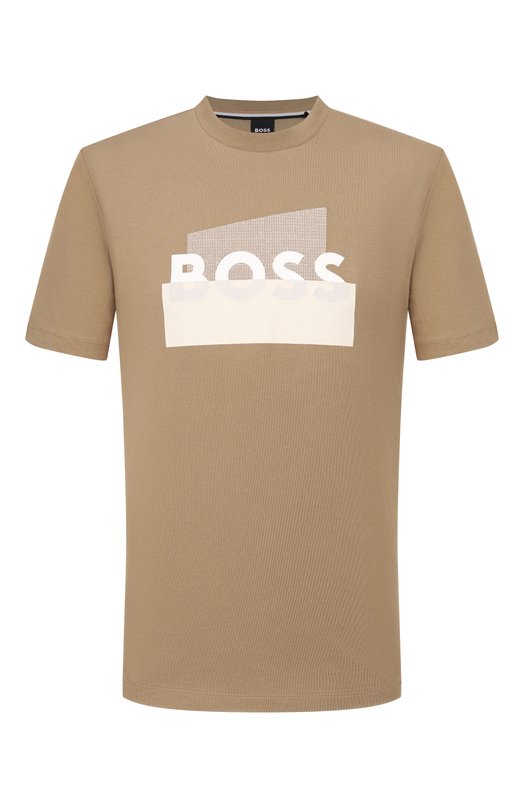 Хлопковая футболка BOSS 50555799 Бежевый 50555799