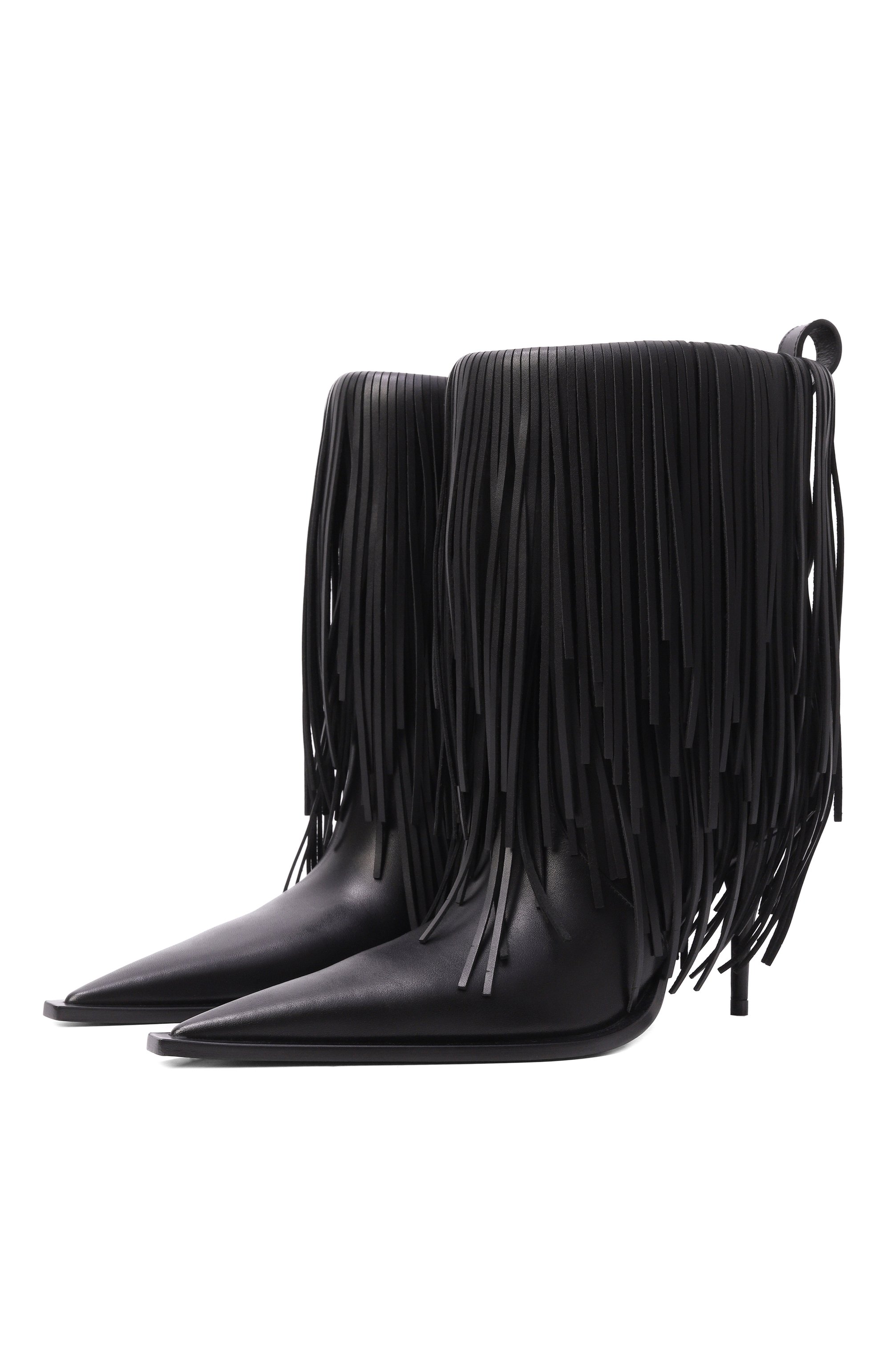 Кожаные ботильоны avenue fringe BALENCIAGA черного цвета по цене 268000 руб., арт. 855350/WBD00, фото 1 Кожаные ботильоны avenue fringe BALENCIAGA, арт. 855350/WBD00, фото 1