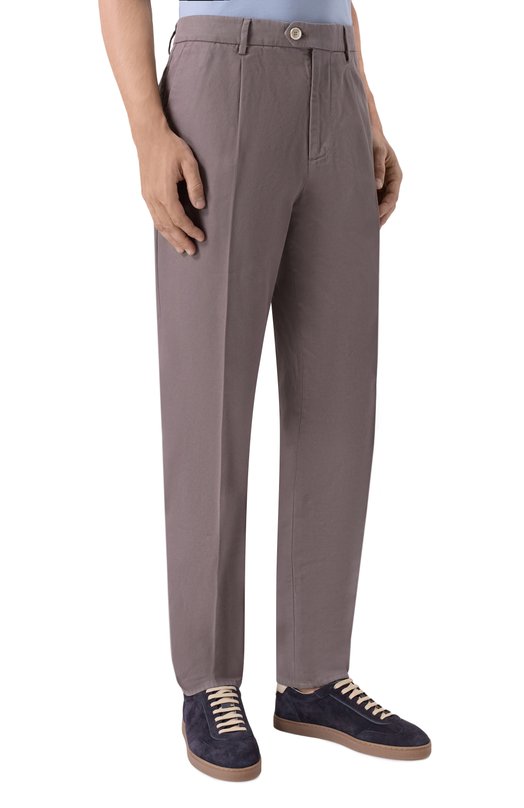Хлопковые брюки Brunello Cucinelli M252DE1450 Коричневый  M252DE1450 Фото 3
