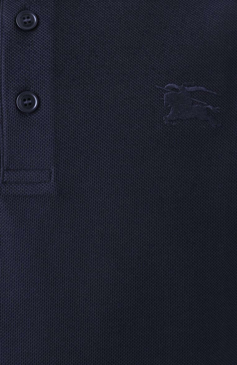 Мужское хлопковое поло BURBERRY темно-синего цвета, арт. 8099165 | Фото 6 (Рукава: Короткие; Длина (для топов): Стандартные; Принт: Без принта; Застежка: Пуговицы; Стили: Кэжуэл; Материал внешний: Хлопок; Кросс-КТ: Джерси; Мужское Кросс-КТ: Футболка-одежда; Автоматизация ТО: Проставлено; Автоматизация состава: Проставлено)