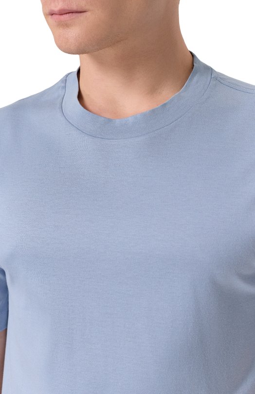 Хлопковая футболка Brioni UJSY0L/0D620 Голубой  UJSY0L/0D620 Фото 5