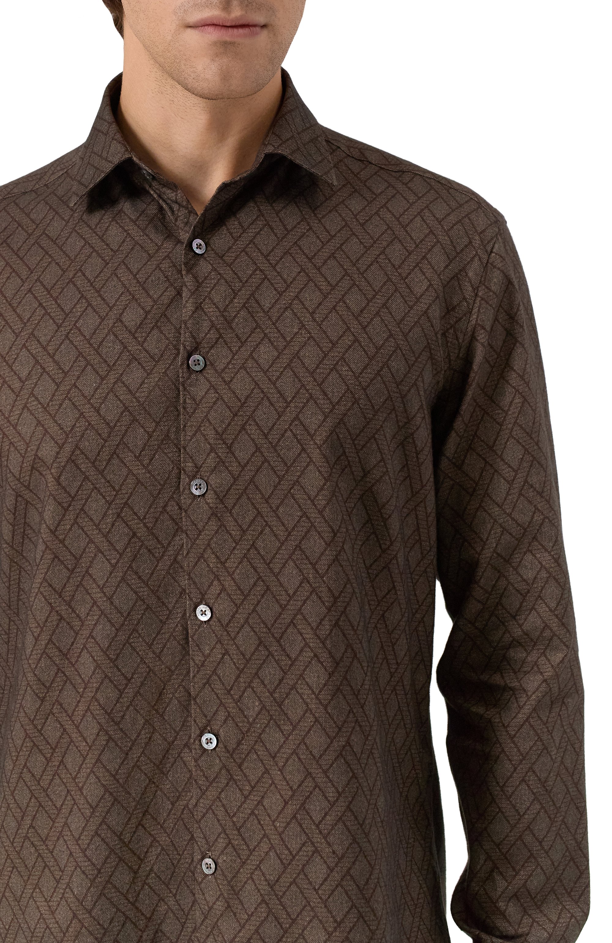 Хлопковая рубашка CANALI темно-коричневого цвета по цене 63900 руб., арт. CSL7079/GL03681, фото 5 Хлопковая рубашка CANALI, арт. CSL7079/GL03681, фото 5