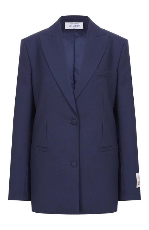 Жакет из шерсти и лиоцелла Off-White 0WEF099F25FAB001/W0 GAB LABEL C0RP T0MB0Y JKT Синий 0WEF099F25FAB001/W0 GAB LABEL C0RP T0MB0Y JKT