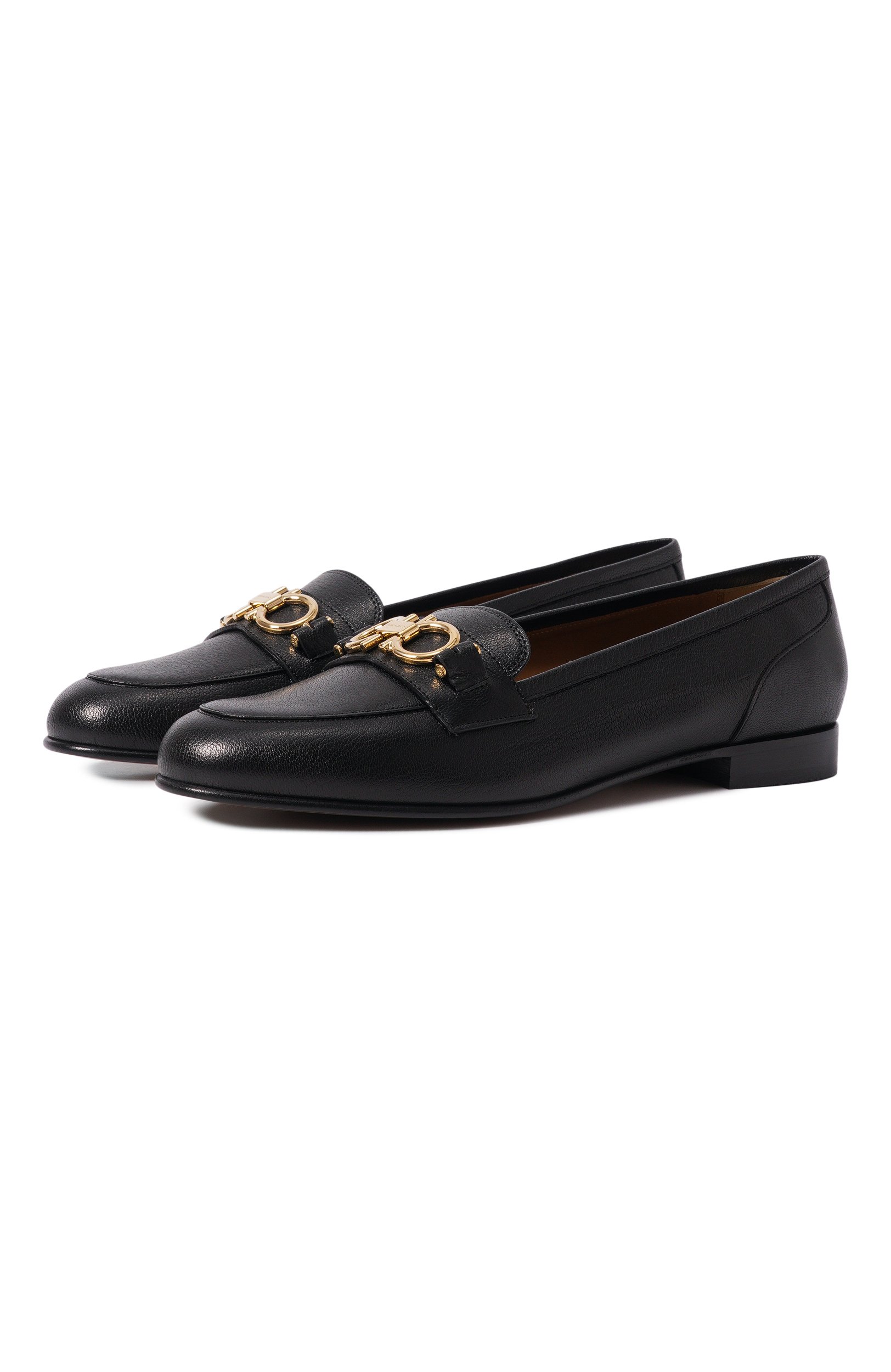 Кожаные лоферы gancini FERRAGAMO черного цвета по цене 93500 руб., арт. 01L663/793525, фото 1 Кожаные лоферы gancini FERRAGAMO, арт. 01L663/793525, фото 1