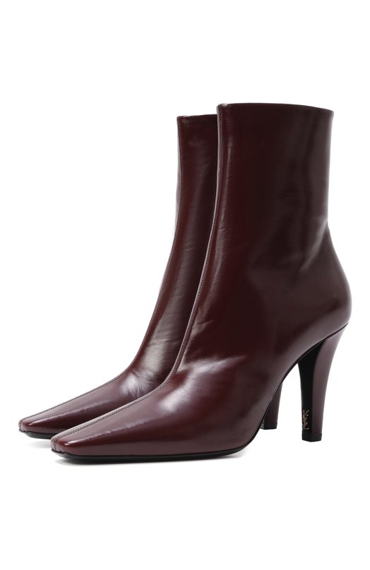 Кожаные ботильоны Jill 95 Saint Laurent 806674/AAEHW Бордовый 806674/AAEHW