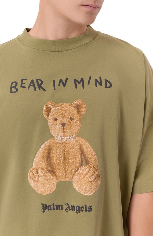 Хлопковая футболка Palm Angels PMAA10BF25JER004 Хаки  PMAA10BF25JER004 Фото 5