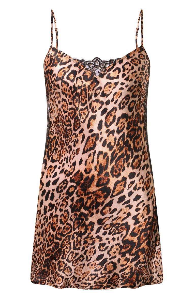 Женская шелковая сорочка LISE CHARMEL леопардового цвета, арт. ALH1779 | Фото 1 (Материал внешний: Шелк; Материал сплава: Проставлено; Нос: Не проставлено)