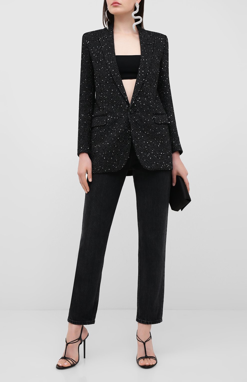 Жакет с пайетками SAINT LAURENT черного цвета по цене 346000 руб., арт. 517740/Y1A03, фото 2 Жакет с пайетками SAINT LAURENT, арт. 517740/Y1A03, фото 2