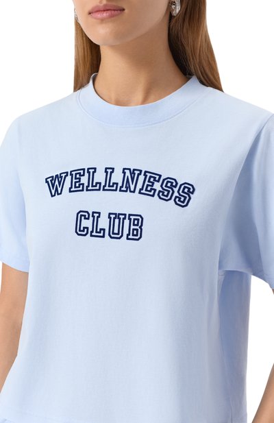 Хлопковая футболка SPORTY AND RICH голубого цвета по цене 9950 руб., арт. T0047602010BL90, фото 5 Хлопковая футболка SPORTY AND RICH, арт. T0047602010BL90, фото 5