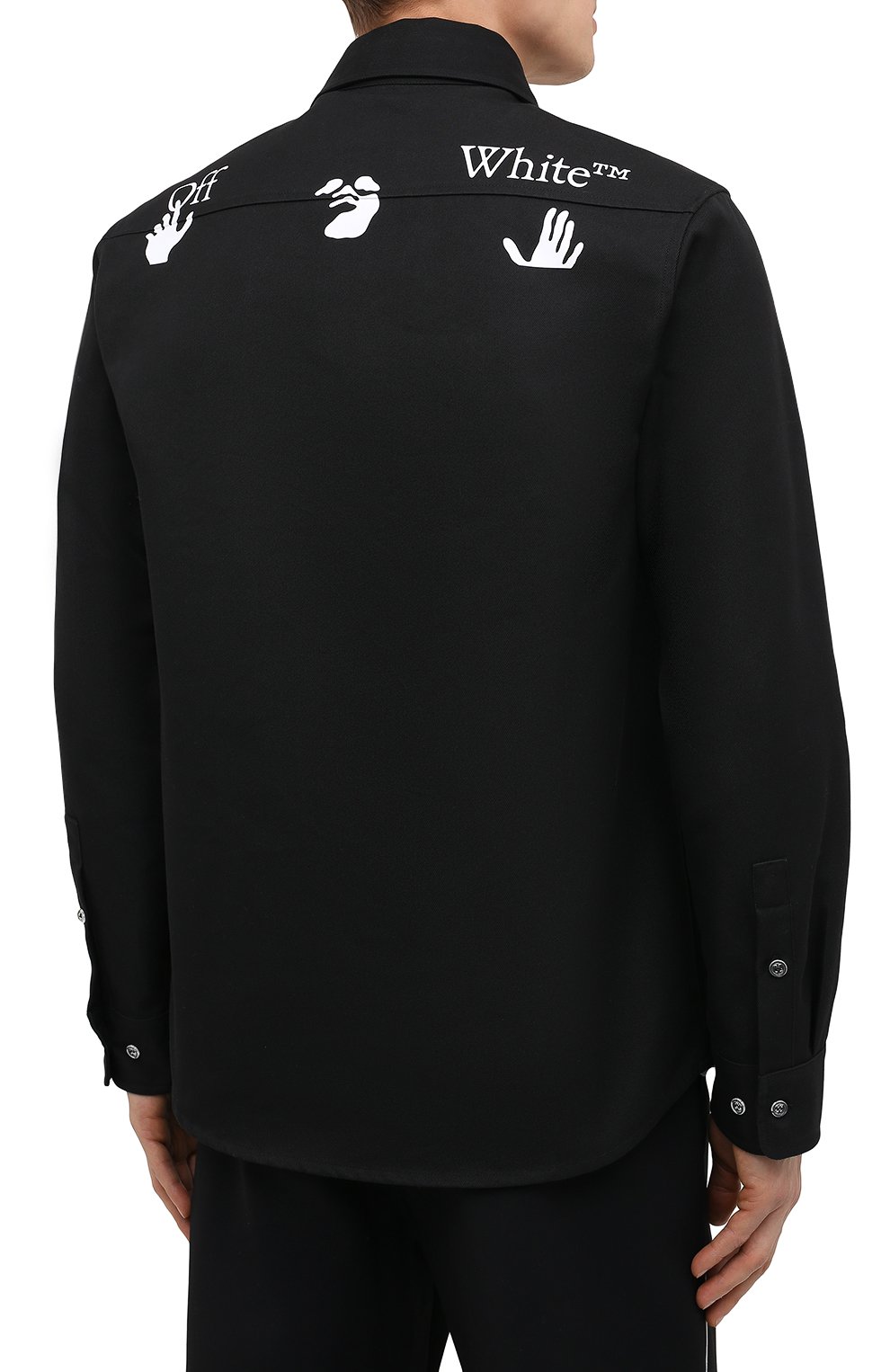 Хлопковая рубашка OFF-WHITE черного цвета по цене 46750 руб., арт. 0MGA137F20FAB0011001, фото 4 Хлопковая рубашка OFF-WHITE, арт. 0MGA137F20FAB0011001, фото 4