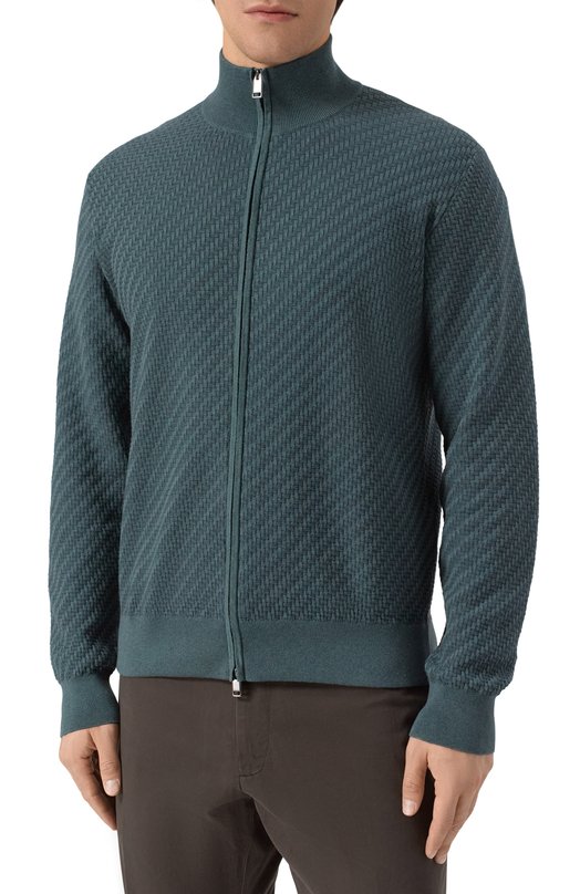 Кардиган из хлопка и шелка Brioni UMT20L/PAK22 Зелёный  UMT20L/PAK22 Фото 3