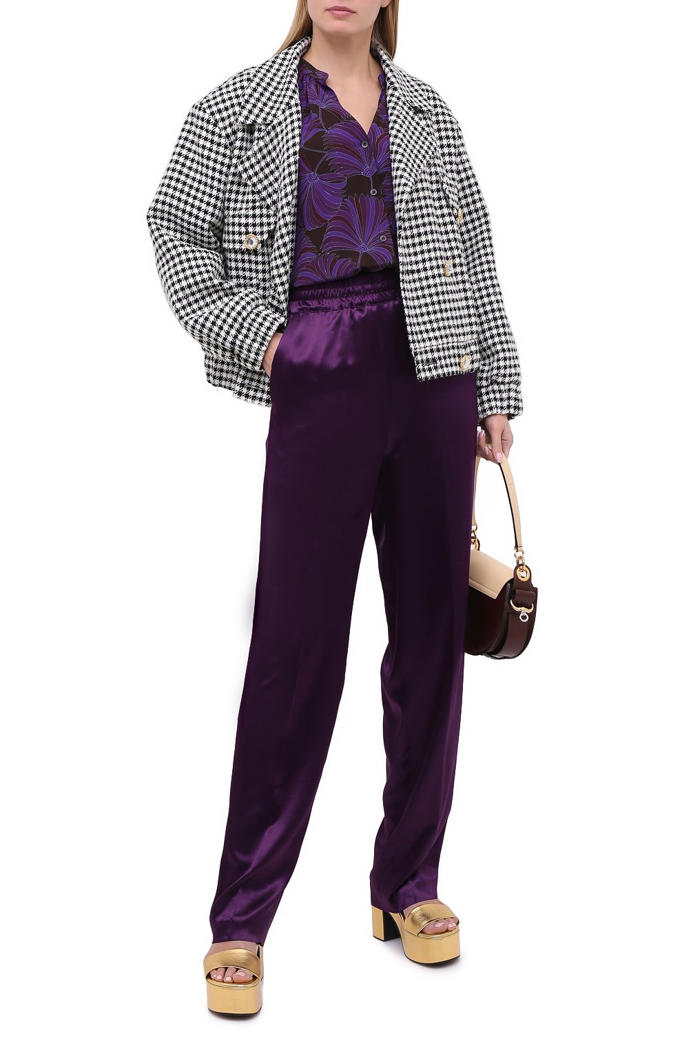 Брюки из вискозы DRIES VAN NOTEN фиолетового цвета по цене 47800 руб., арт. 202-10902-1042, фото 2 Брюки из вискозы DRIES VAN NOTEN, арт. 202-10902-1042, фото 2