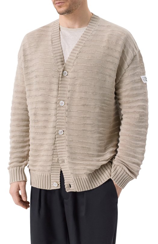 Хлопковый кардиган MM6 SH0HP0011/M13208 Бежевый  SH0HP0011/M13208 Фото 3