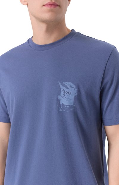 Хлопковая футболка BOSS ORANGE синего цвета по цене 6995 руб., арт. 50554610, фото 5 Хлопковая футболка BOSS ORANGE, арт. 50554610, фото 5