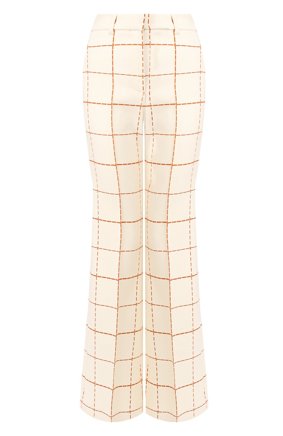 Брюки в клетку VICTORIA BECKHAM молочного цвета по цене 131000 руб., арт. TR WID 21102F, фото 1 Брюки в клетку VICTORIA BECKHAM, арт. TR WID 21102F, фото 1