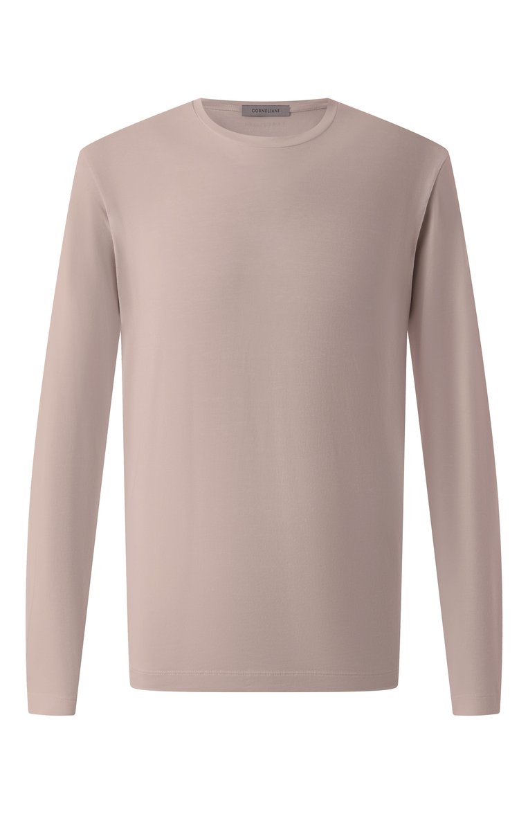 Мужская хлопковый лонгслив CORNELIANI темно-бежевого цвета, арт. 25G591-2525028 | Фото 1 (Материал внешний: Хлопок; Рукава: Длинные; Длина (для топов): Стандартные; Принт: Без принта; Стили: Кэжуэл; Мужское Кросс-КТ: Футболка-одежда; Кросс-КТ: Джерси; Детали: Без декора; Автоматизация ТО: Проставлено; Автоматизация состава: Проставлено)