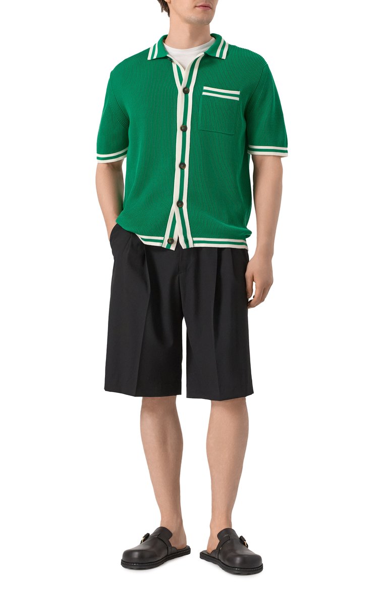 Мужские шерст�яные шорты DRIES VAN NOTEN черного цвета, арт. 251-020935-1063 | Фото 2 (Длина Шорты М: Ниже колена; Материал внешний: Шерсть; Случай: Повседневный; Стили: Кэжуэл; Принт: Без принта; Автоматизация состава: Проставлено; Детали: Без декора; Автоматизация ТО: Проставлено)