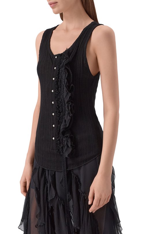 Хлопковая майка Ann Demeulemeester B0013947/FA736 Чёрный  B0013947/FA736 Фото 3