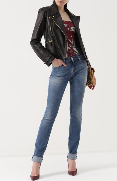 Джинсы прямого кроя с потертостями ROBERTO CAVALLI, арт. FQJ218/DS002, фото 2