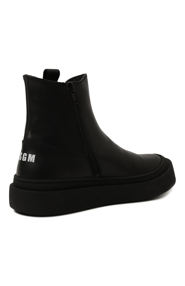 Детские кожаные челси MSGM KIDS черного цвета, арт. 78904/36-40 | Фото 3 (Нос: Не проставлено; Материал внутренний: Текстиль; Кросс-КТ: челси; Материал внешний: Натуральная кожа; Автоматизация состава: Проставлено)