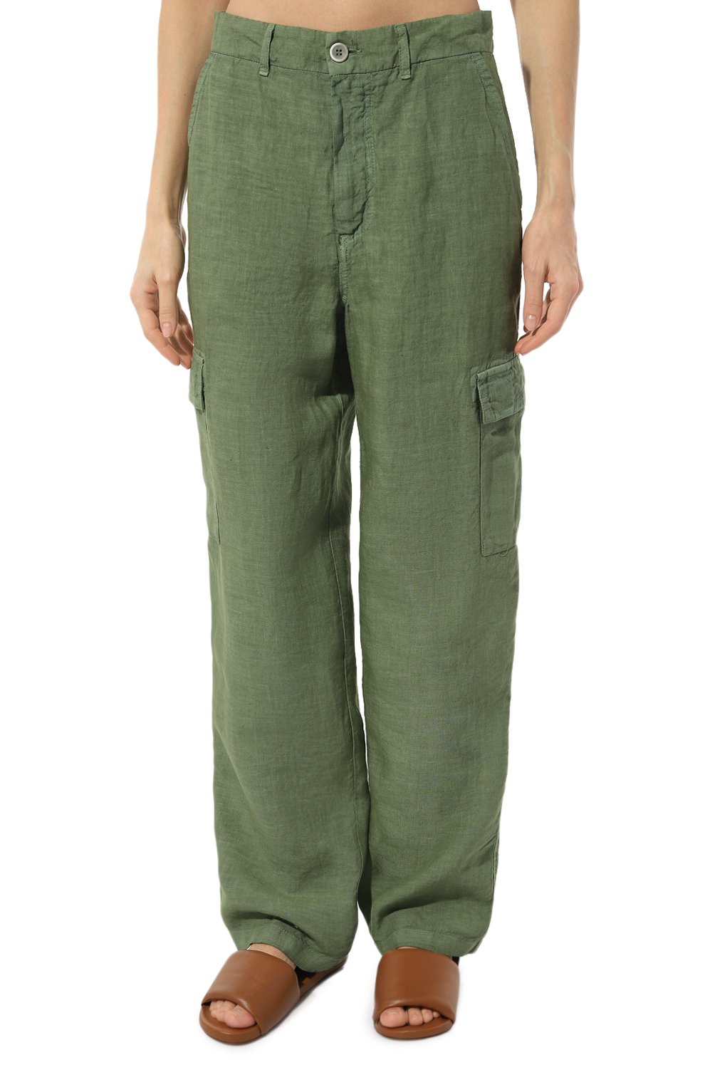 Льняные брюки-карго 120% LINO хаки цвета по цене 33950 руб., арт. 31ALIW290J/000F753/S00, фото 3 Льняные брюки-карго 120% LINO, арт. 31ALIW290J/000F753/S00, фото 3