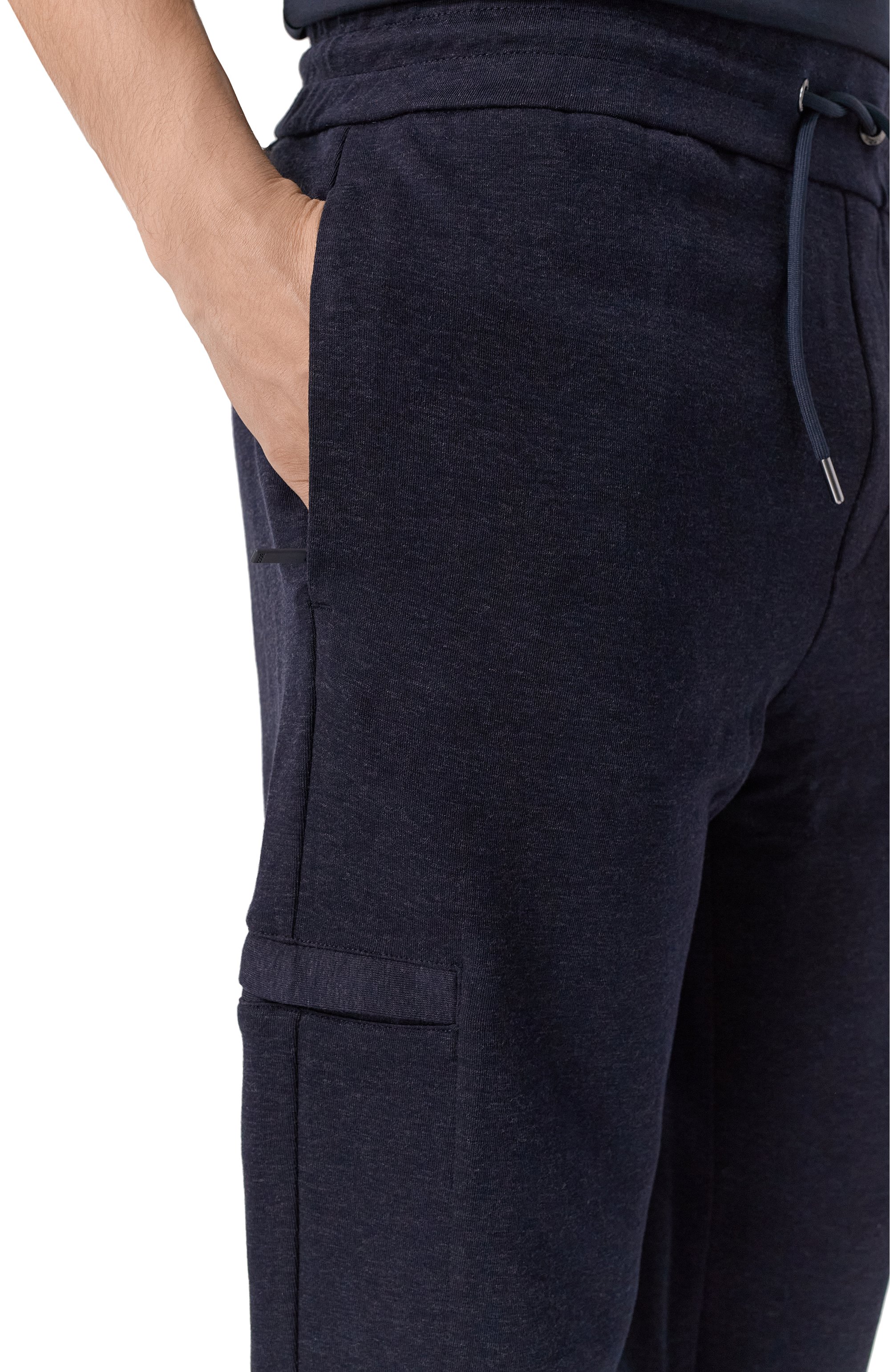 Брюки из хлопка и шерсти BOSS темно-синего цвета по цене 34950 руб., арт. 50549194, фото 5 Брюки из хлопка и шерсти BOSS, арт. 50549194, фото 5