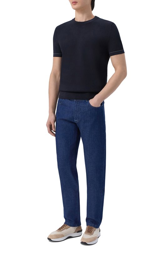 Хлопковый джемпер Brioni UMR00L/P0K15 Синий  UMR00L/P0K15 Фото 2