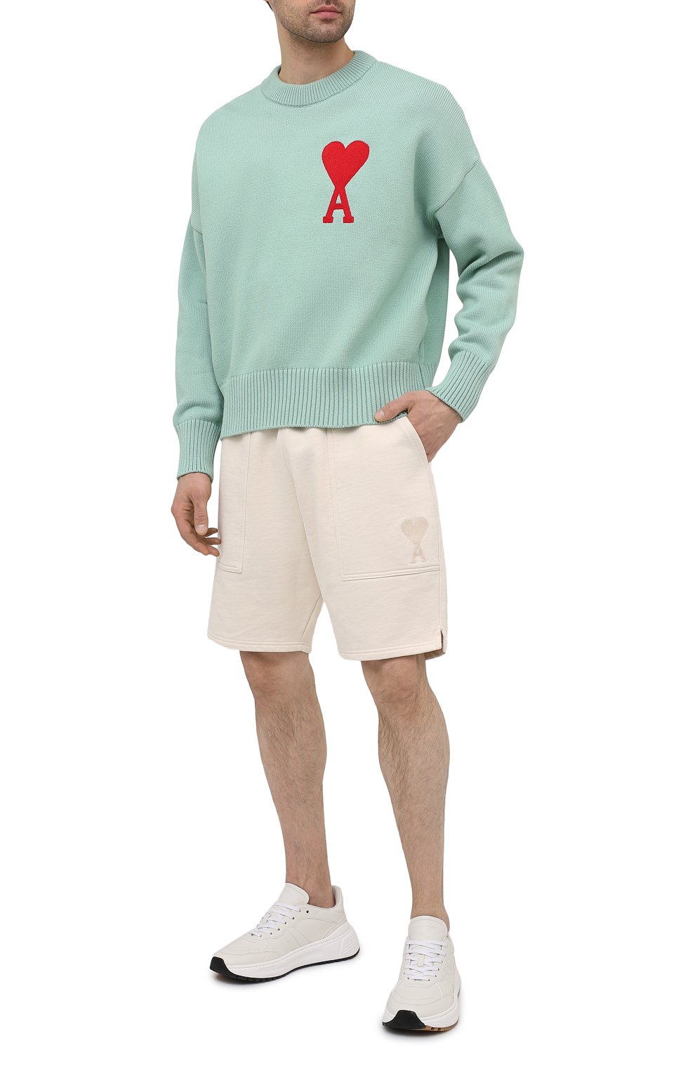 Свитер из хлопка и шерсти AMI, арт. E21HK009.016, фото 2